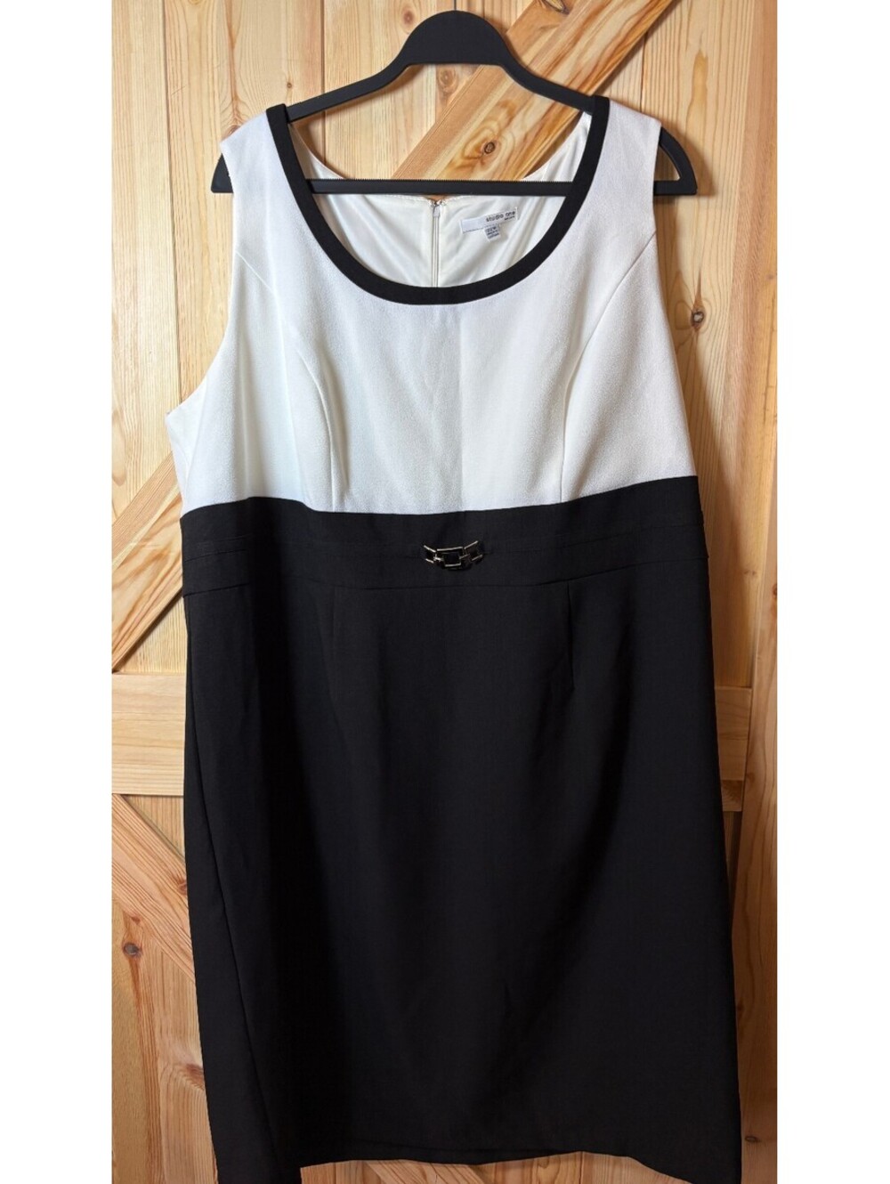 Studio One New York Women's Colorblock Sheath Dress With Jacket 22W Black White